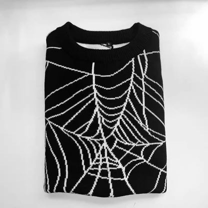 Wind Cobweb Design Knitted Loose Cool Men And Women Couple Sweater New Buy Center