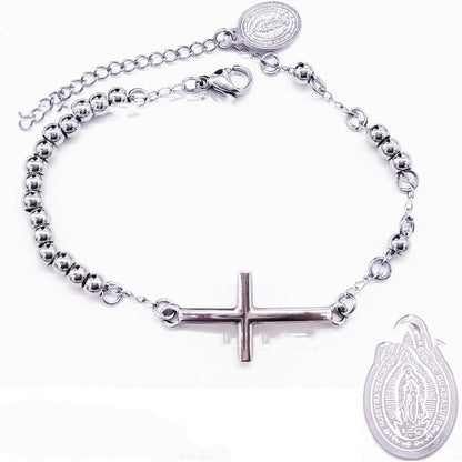 Trending Now at Buy Center: Men's 4mm Stainless Steel Bead Cross Bracelet