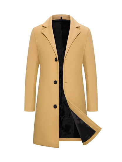 Men's Woolen Coat Slim-fit Mid-length Trench Coat Buy Center