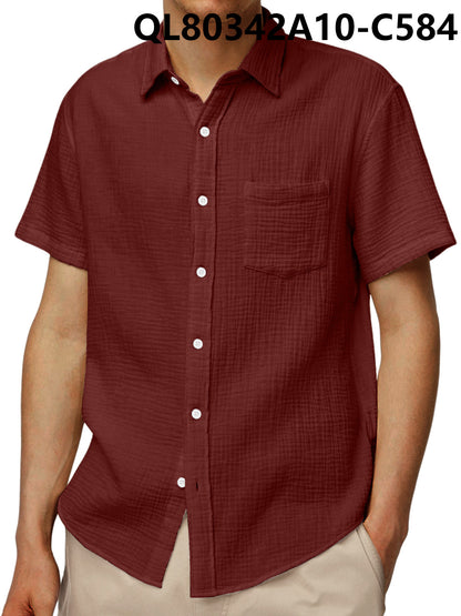 Just Arrived at Buy Center: Men's Loose Trendy Short Sleeve Lapel Shirt 10 Style