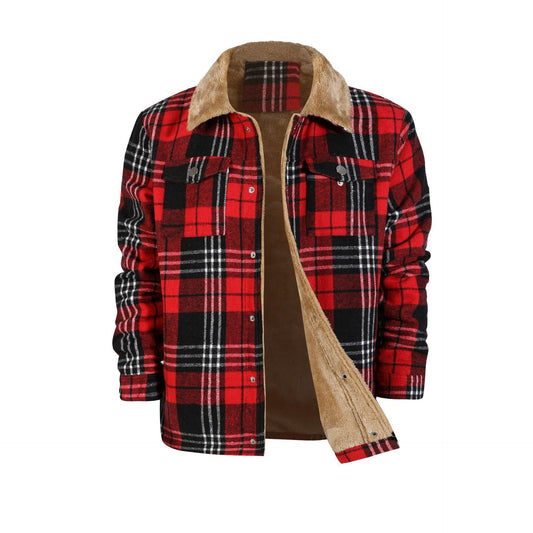 Just Arrived at Buy Center: Men's Plaid Coat Flannel Long Sleeve Lapel