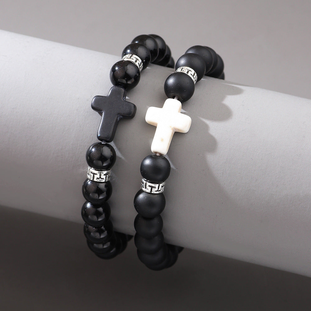 Buy Center Picks-Natural Stone Bracelet Matte Black