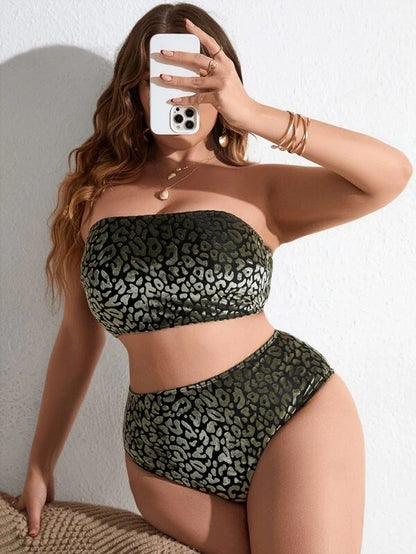 Just Arrived at Buy Center: Plus Size Women's High Waist Split Bikini Swimsuit Color 3