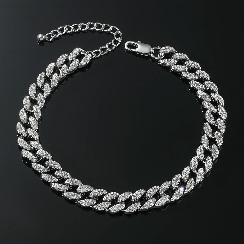 Buy Center Handpicked- Male Creative Versatile Full Diamond Cuban Chain Foot Chain