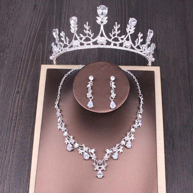 Ensemble de collier couronne en strass pour mariée, accessoires de mariage