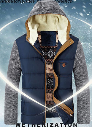 Veste matelassée en coton bleu à fermeture éclair et chapeau amovible pour jeunes, couleur unie, décontractée, épaisse, couture latérale