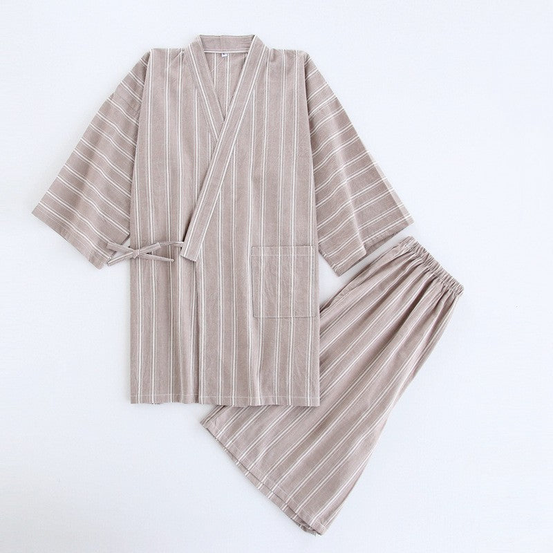 Washed Cotton Thin Striped Pajamas Buy Center