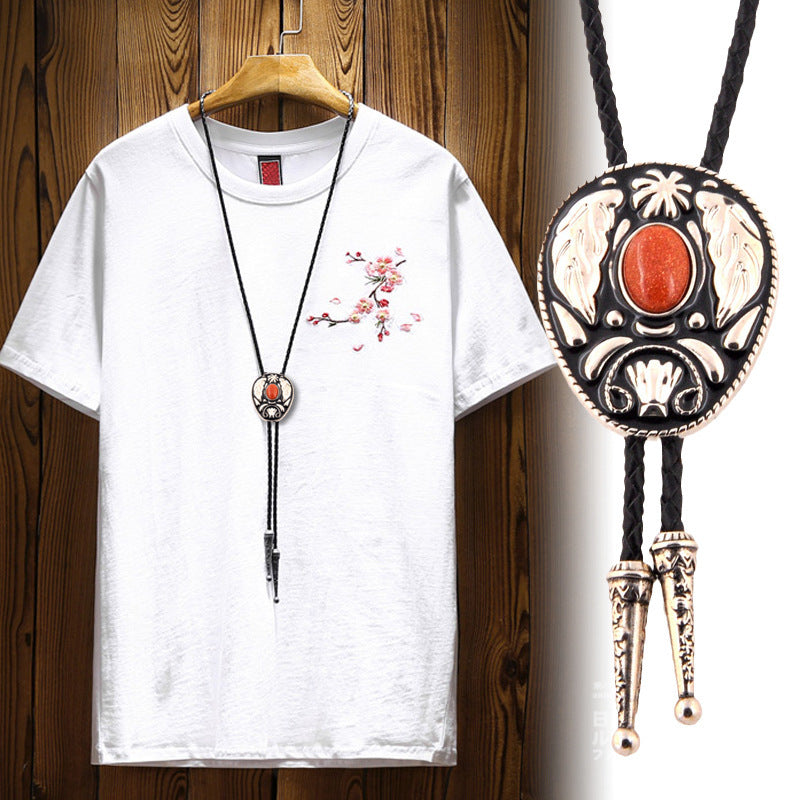 Buy Center Hot Pick-Men's, Red Stone Pendant Necklace