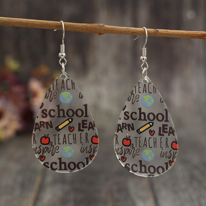 Buy Center Exclusive Offer-Simple Graduation Season Drop-shaped Printed Earrings