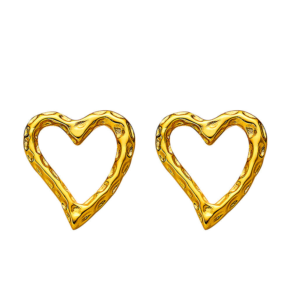 Retro Gold Stud Earrings Simple Lava Heart Shape Buy Center