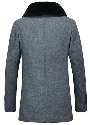 Manteau en laine avec col en laine pour homme