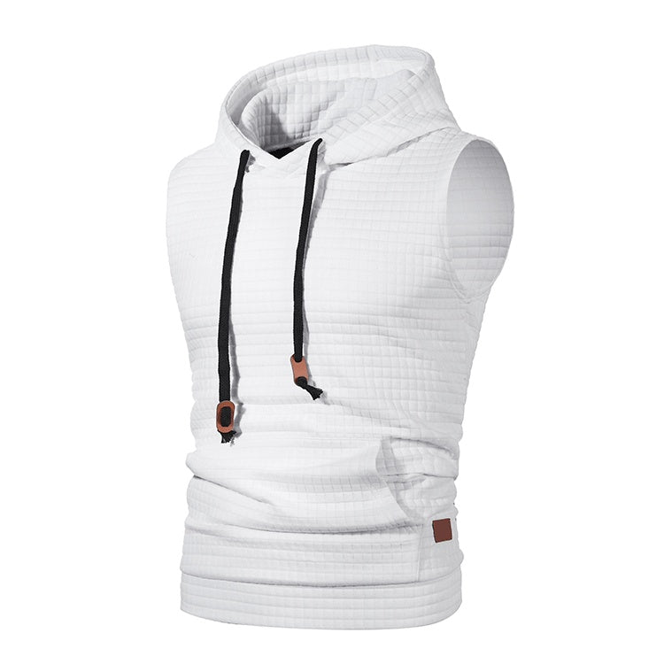 Men's Jacquard Sleeveless Solid Color Knitted Hoodie Buy Center