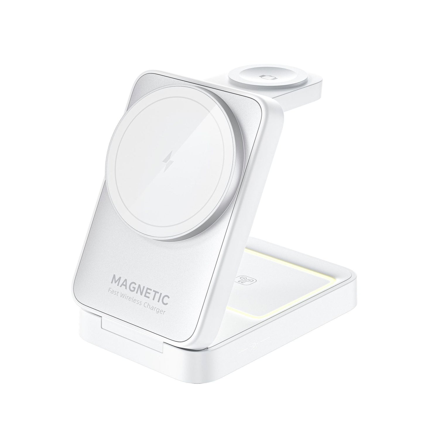 Buy Center Hot Pick-Folding Magnetic Three-in-one Wireless Charger 15W Fast Charge Multifunction Bracket White