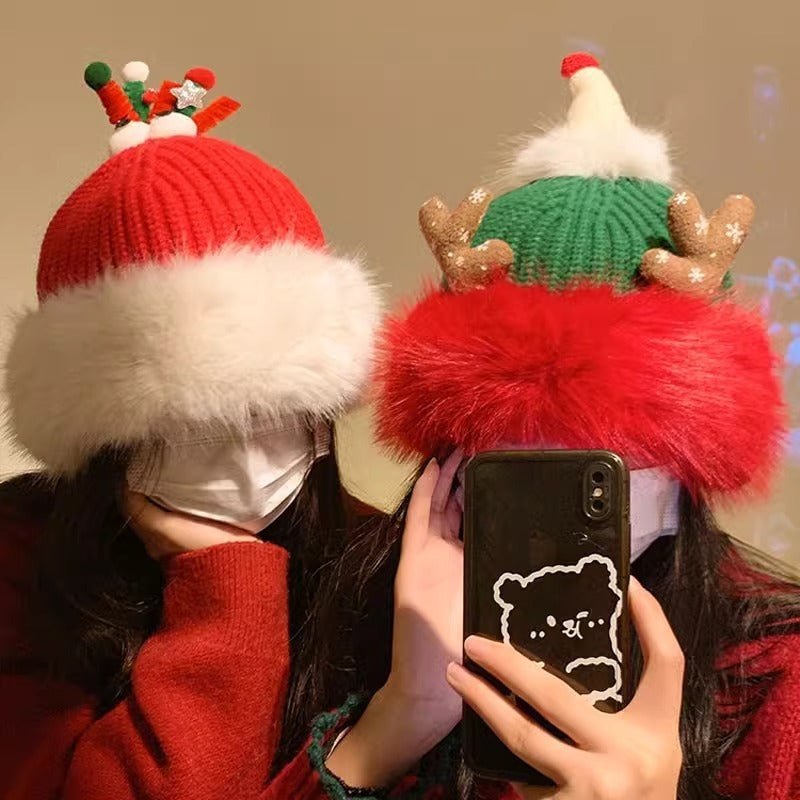 Cute Christmas Antlers Plush Bonnet Children | Women's Clothing-Accessories-Woman Hats | Buy Center