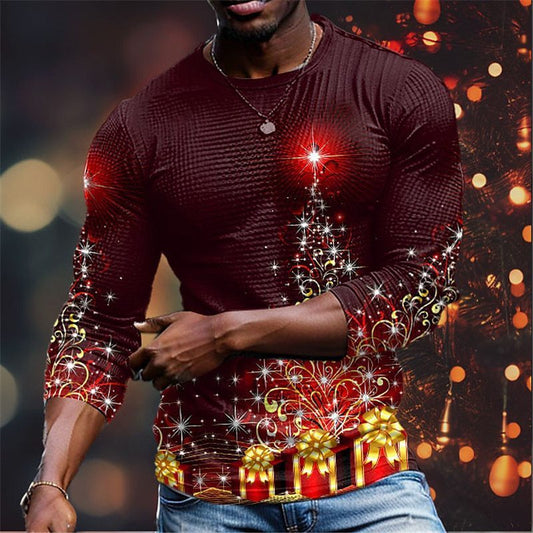 Christmas Series Printed Stylish Temperament Long Sleeves Top | Men's Clothing4 | Buy Center