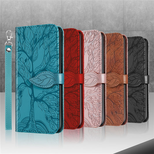 Now Available at Buy Center: Retro Lucky Tree Embossed Leather Phone Case Protective