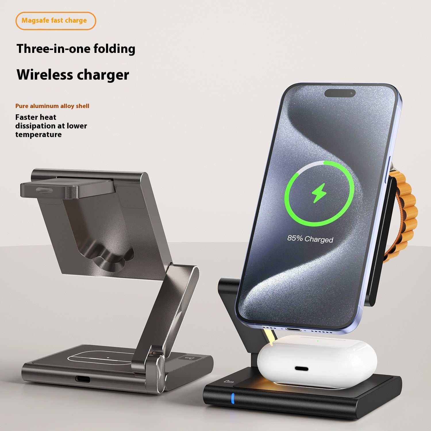 Folding Mobile Phone Headset Watch Three-in-one Wireless Charger | Phones & Accessories1 | Buy Center