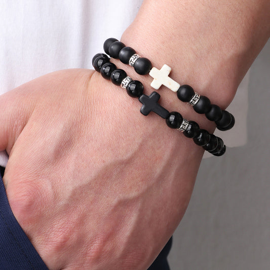 Buy Center Picks-Natural Stone Bracelet Matte Black