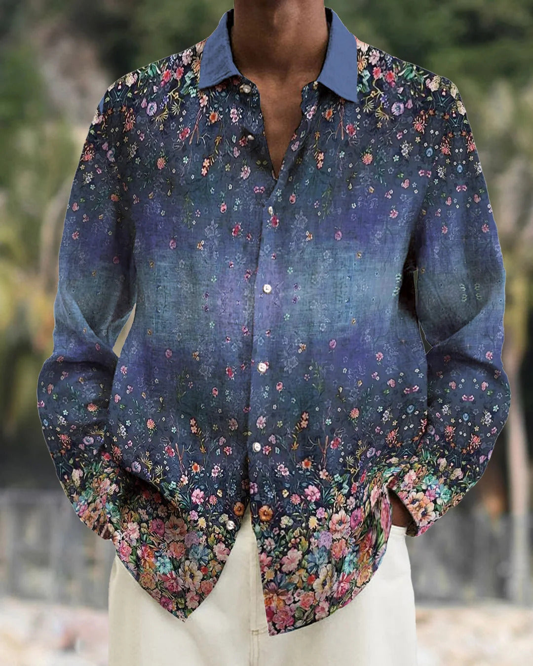 Buy Center Hot Pick-Long Sleeve Floral Shirt Fashion City Loose Men's Clothing Casual Pullover G36Z598