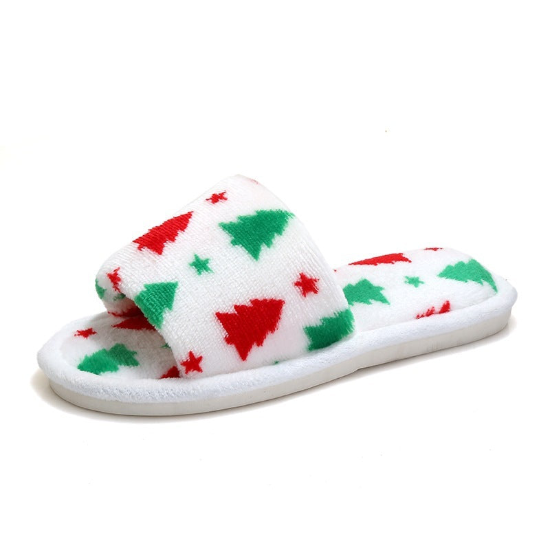 Christmas Tree Home Slippers Fashion Floor Bedroom Open-toe Plush Slippers For Women Fuzzy House Shoes Buy Center