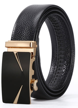 Ceinture d'affaires à boucle automatique en cuir pour homme