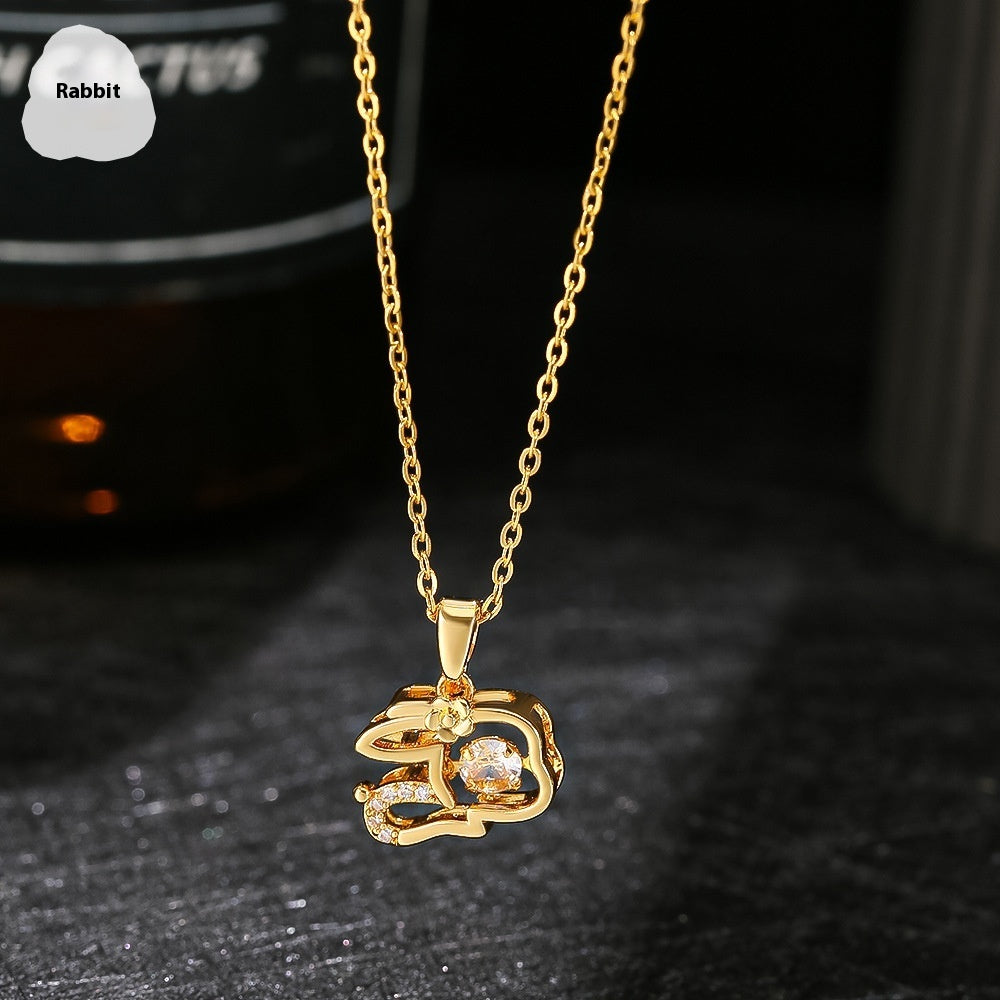 Buy Center Deal-Ins Zodiac Smart Necklace Micro-inlaid Rabbit 18K Gold Plating