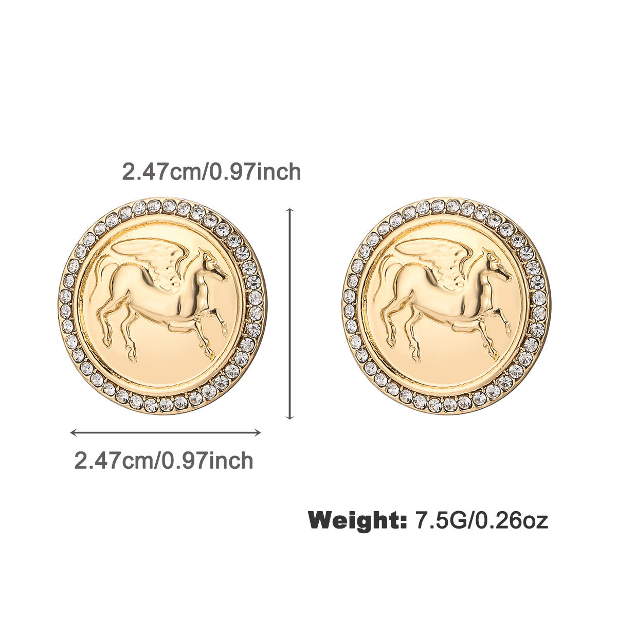 Buy Center Top Rated-Ancient Coin Relief Pegasus Figure Carving Necklace And Earrings Suite WXE08350 color