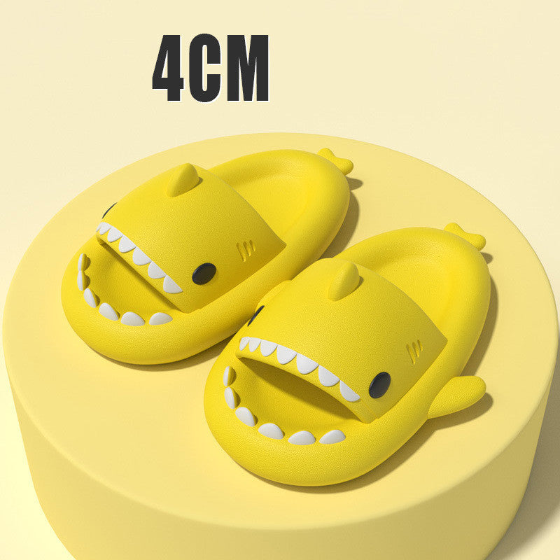 Adult's Slippers Indoor Outdoor Funny Shark Cartoon 4CM Thick Sole Yellow