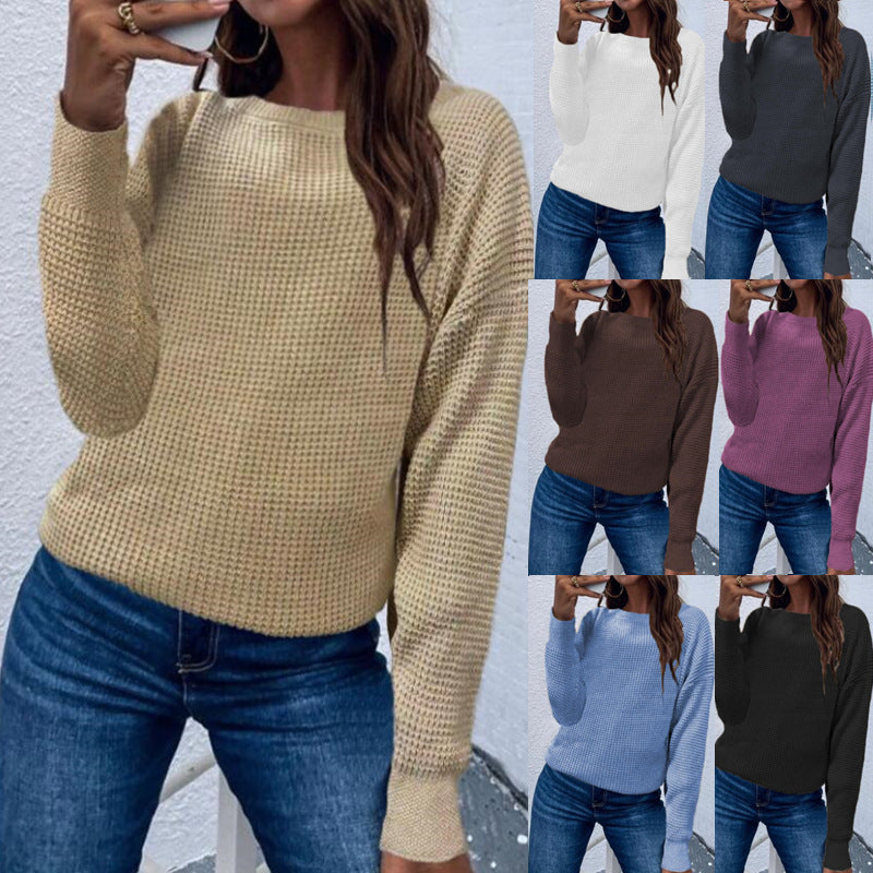 Solid Color Pullover Sweater Knitted Top For Women | Women's Clothing3 | Buy Center