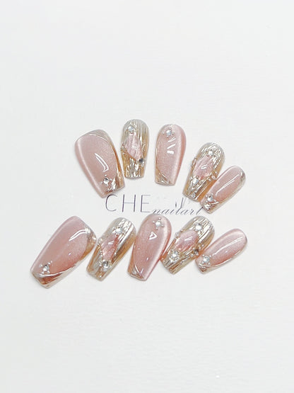 Fresh on the Scene at Buy Center: French Handmade Wear Nail Manicure Heavy Industry Cat Eye High-grade White Fake Nail Tip