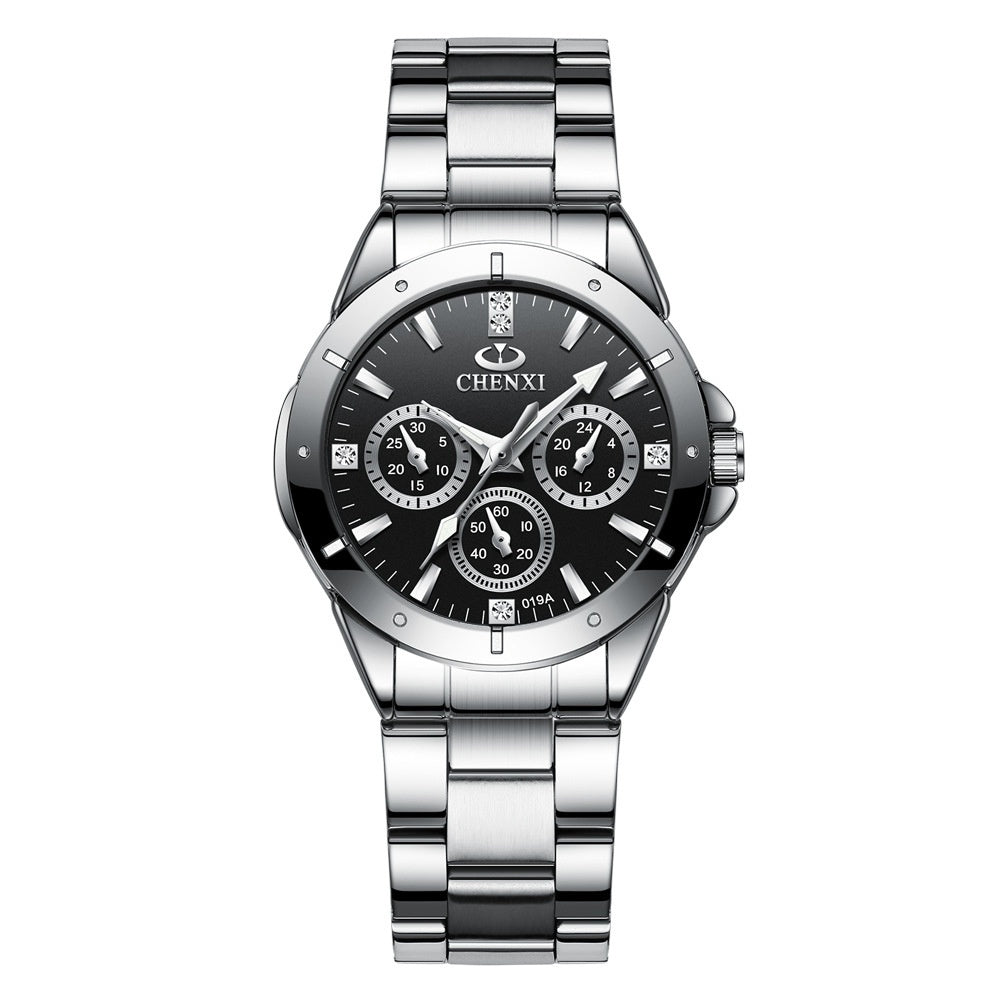 Buy Center Exclusive Offer-Waterproof Couple Quartz Watch Silver Female Black