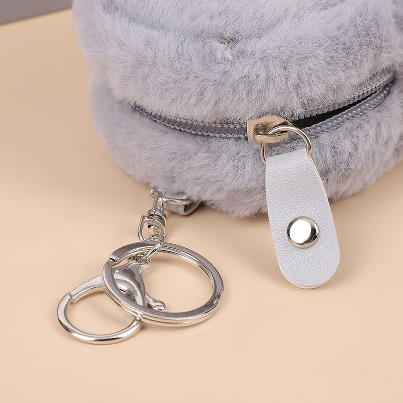 Mini billetera de peluche Estuche pequeño para guardar auriculares y llaves