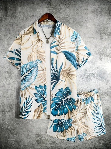 Printed Casual Men's Shirt And Shorts Two-piece Set Buy Center