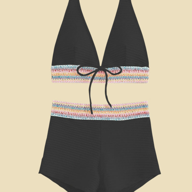 Just Arrived at Buy Center: Women's Split High Waist Bikini Suit Black