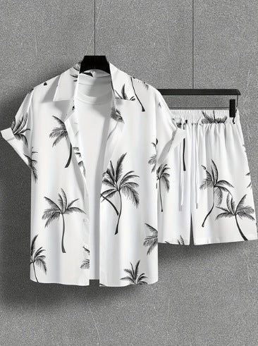 Printed Casual Men's Shirt And Shorts Two-piece Set Buy Center