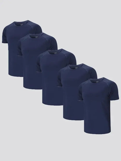 Fresh Arrivals at Buy Center: Solid Color Slim-fit Short-sleeved T-shirt All-matching Navy Blue