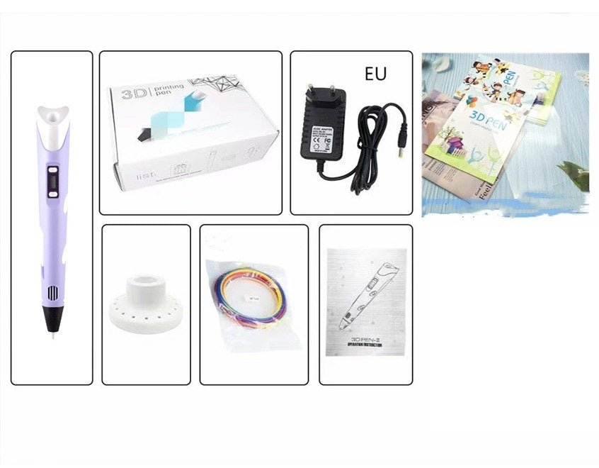 New at Buy Center: Children's 3d Printing Pen Three-dimensional Brush Toy Set Purple pen C set