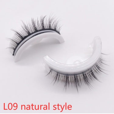 Buy Center Premium-Reusable 3D Mink Lashes Natural False Eyelashes Self Adhesive Fake Glue Free Makeup Eyelash Extension Silk L09 natural style Crystal box 1PC