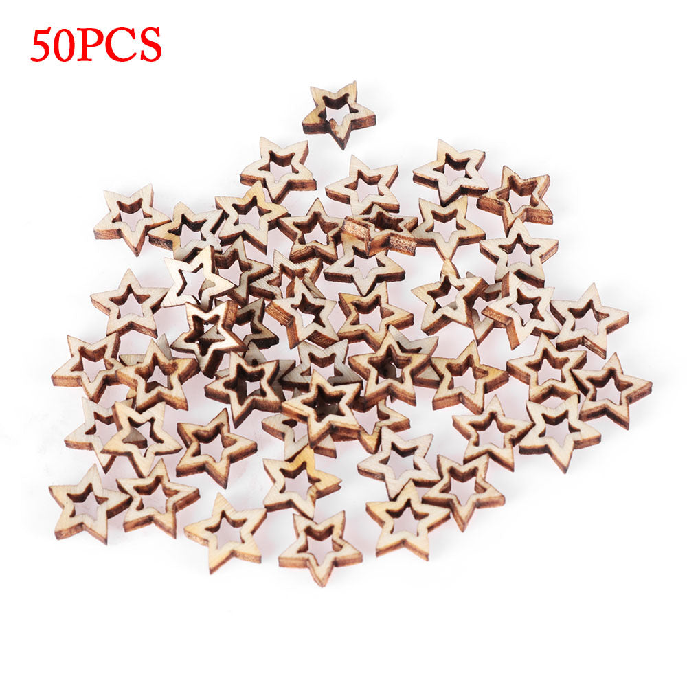 Newly Arrived at Buy Center: Wooden Crafts Five-pointed Star Hollow Handmade Accessories 10mm fivepointed star 50PCS