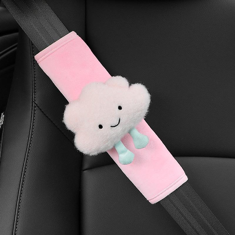 Hot New Items at Buy Center: Creative Cartoon Cloud Panda Universal Automobile Seat Belt Shoulder Protector Pink Clouds Standard