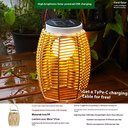 Hot New Items at Buy Center: Solar Garden Decoration Bamboo Woven Candle Lights SolarUSB Large Rattan Lamp