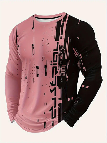 Camiseta de manga larga de estilo único y moderno de primavera y otoño para hombre