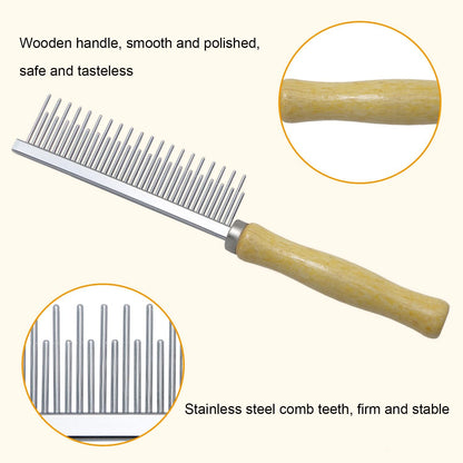 New Wooden Handle Grooming Comb For Dogs Cats Pet