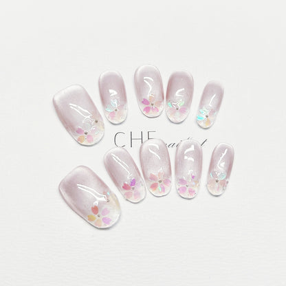 Hot New Items at Buy Center: Handmade Custom Wear Nail Cat Eye Oval Ice Transparent Fluorescent