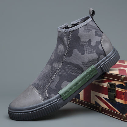 Fresh on the Scene at Buy Center: Men's High-top Canvas Slip-on Lazy Camouflage Trend Versatile Breathable Casual Shoes