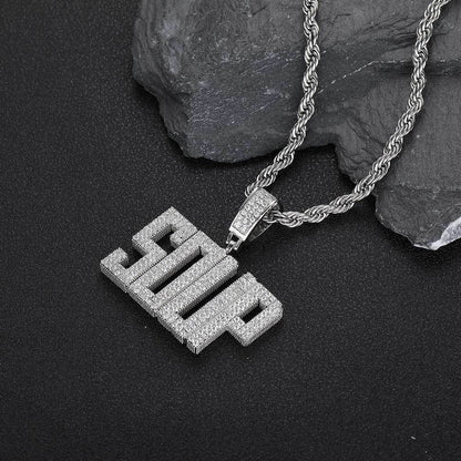 Fresh Arrivals at Buy Center: Hip Hop Copper With Zirconia Block Letter Pendant Necklace White Gold