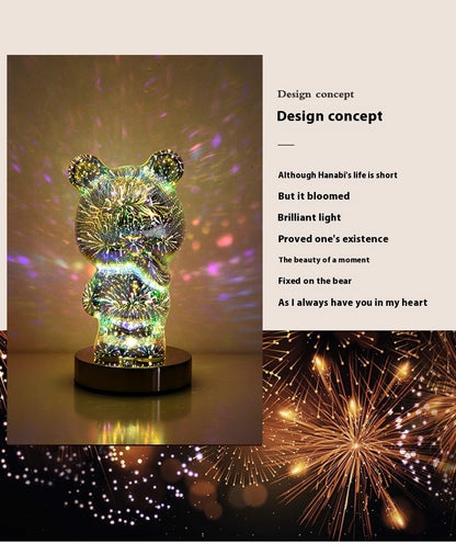 Fresh Arrivals at Buy Center: 3D Glass Multicolor Fireworks Finger Bear USB Dream Atmosphere Bedside Lamp