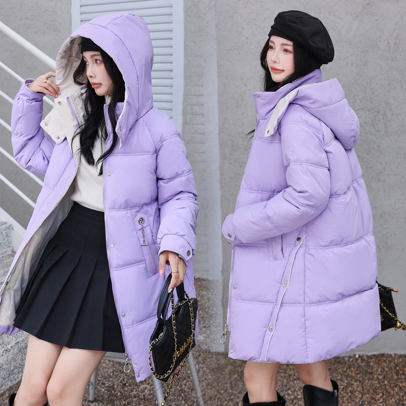 Winter Loose Down Cotton-padded Coat Women's Coat Mid-length Thickened Buy Center