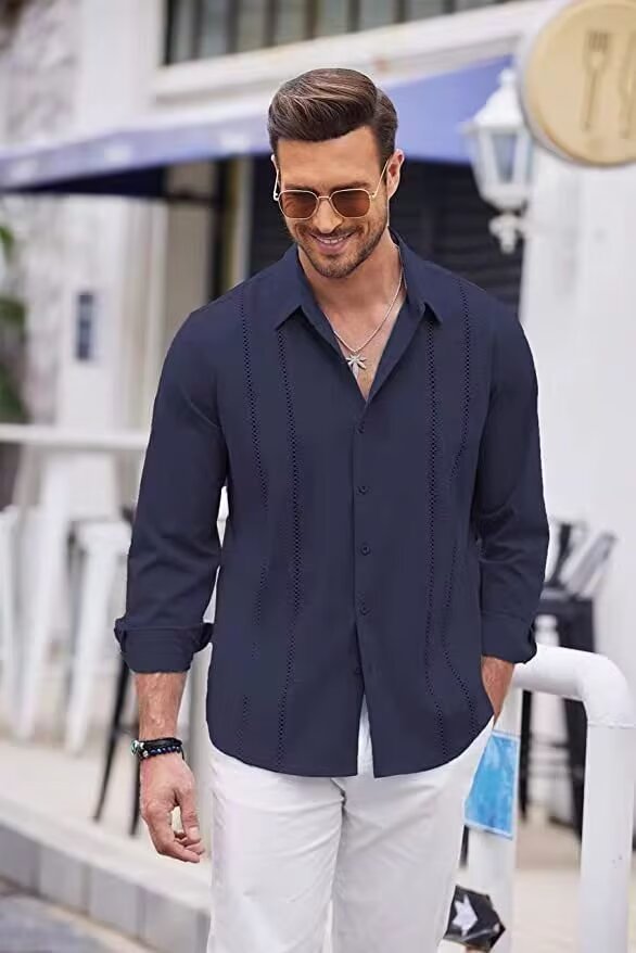 Just Arrived at Buy Center: Men's High-end Non Ironing Slim Fit Shirt Navy Blue