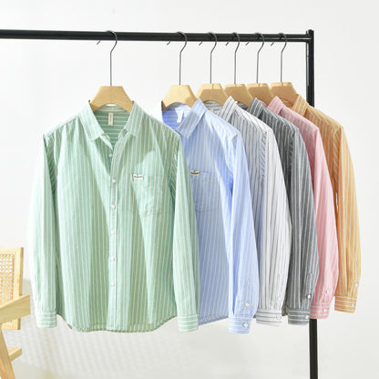 Just Arrived at Buy Center: Men's Cotton Casual Striped Oxford Long-sleeved Shirt